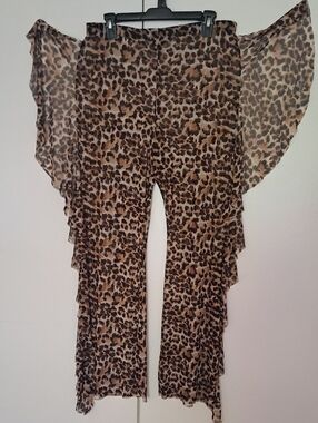 Leopard Print Flared Pants in Brown